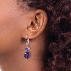 Sterling Silver Amethyst Heart Dangle Earrings