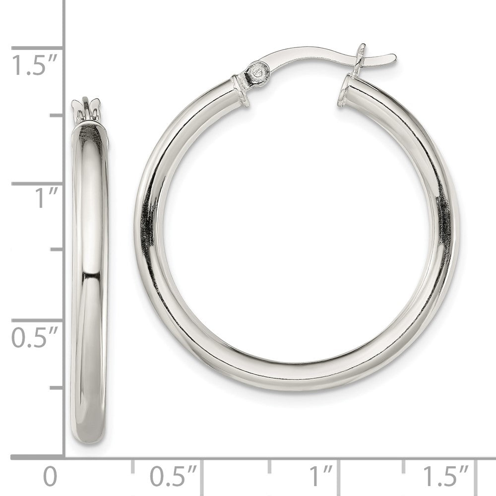 Sterling Silver Polished 3.5mm Hoop Earrings