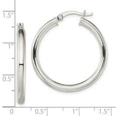 Sterling Silver Polished 3.5mm Hoop Earrings