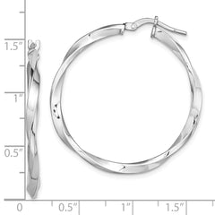 Rhodium-plated Sterling Silver Polished Twisted 2.5x30mm Hoop Earrings