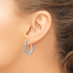 Rhodium-plated Silver Enamel Glitter Fabric Tapered Hoop Earrings