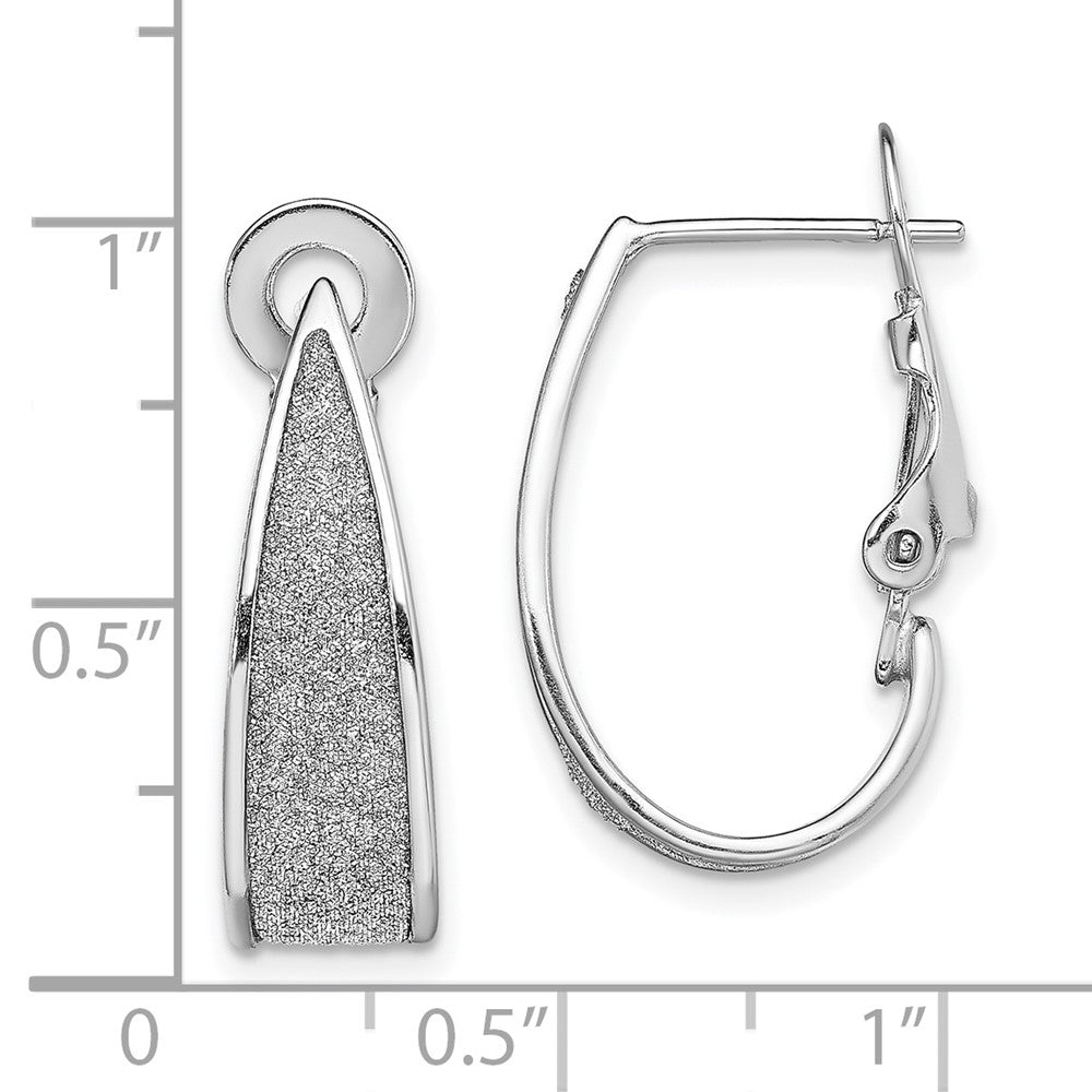 Rhodium-plated Sterling Silver Enamel Glitter Fabric OmegaBack Hoop Earrings