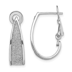 Rhodium-plated Sterling Silver Enamel Glitter Fabric OmegaBack Hoop Earrings