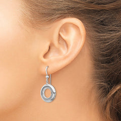Rhodium-plated Silver Enamel Glitter Fabric Circle Dangle Earrings