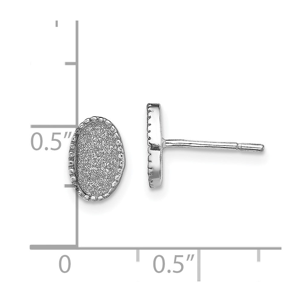 Rhodium-plated Silver Enamel Glitter Fabric Oval Post Earrings