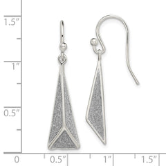 Sterling Silver Polished Enamel Glitter Fabric Triangle Earrings