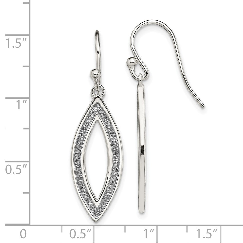 Sterling Silver Polished Enamel Glitter Fabric Oval Dangle Earrings