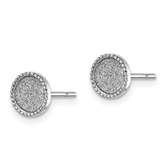 Rhodium-plated Sterling Silver Enamel Glitter Fabric Post Earrings