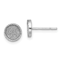 Rhodium-plated Sterling Silver Enamel Glitter Fabric Post Earrings