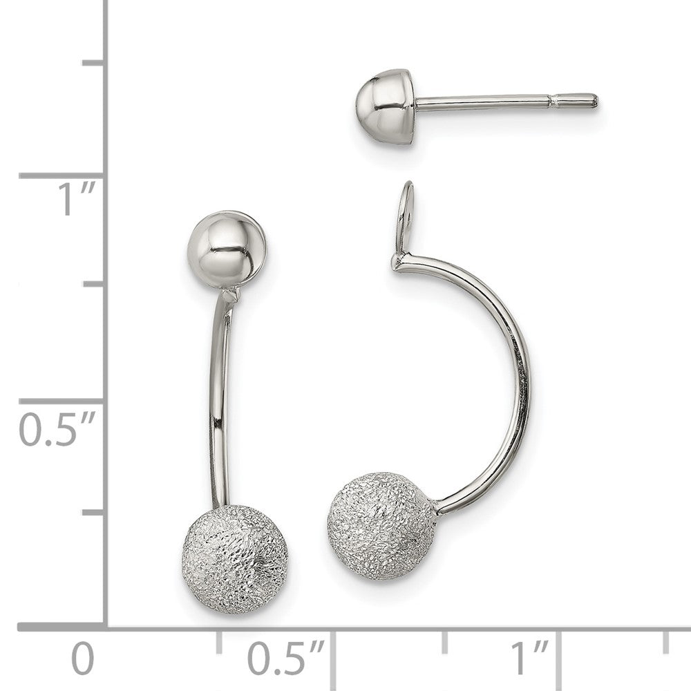 Sterling Silver Polished Laser-cut Bead Jackets with Button Earrings