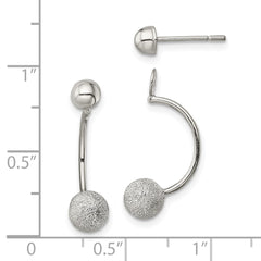 Sterling Silver Polished Laser-cut Bead Jackets with Button Earrings