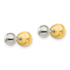 Yellow Gold-plated Sterling Silver 5mm 6mm Ball Front Back Post Earrings