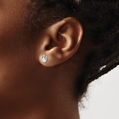 Rhodium-plated Sterling Silver CZ Crown Post Earrings