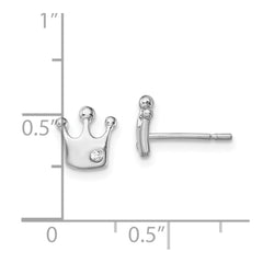 Rhodium-plated Sterling Silver CZ Crown Post Earrings