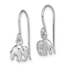 Rhodium-plated Sterling Silver Polished Elephant Dangle Earrings