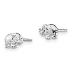 Rhodium-plated Sterling Silver CZ Elephant Post Earrings