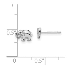 Rhodium-plated Sterling Silver CZ Elephant Post Earrings