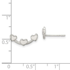 Sterling Silver Polished 3-Heart Post Earrings