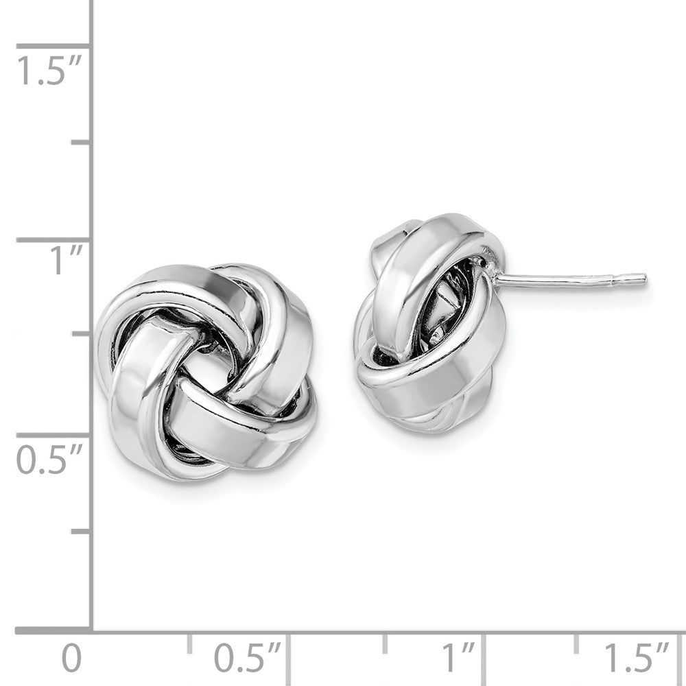 Rhodium-plated Sterling Silver Polished Love Knot Post Earrings