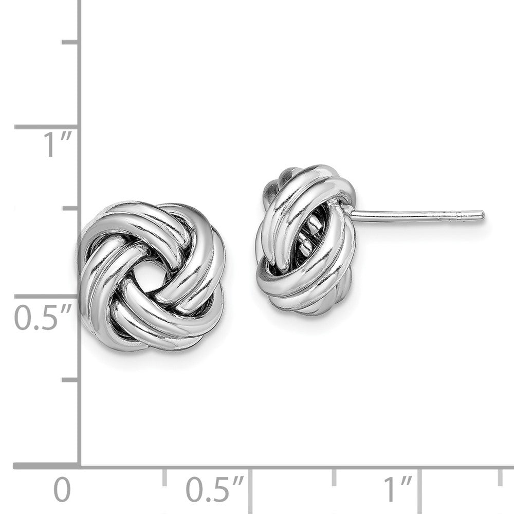 Rhodium-plated Sterling Silver Polished Love Knot Post Earrings
