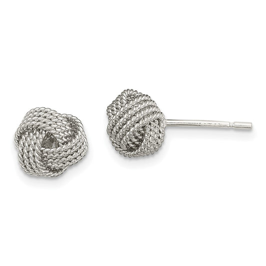 Sterling Silver Textured Love Knot Post Earrings