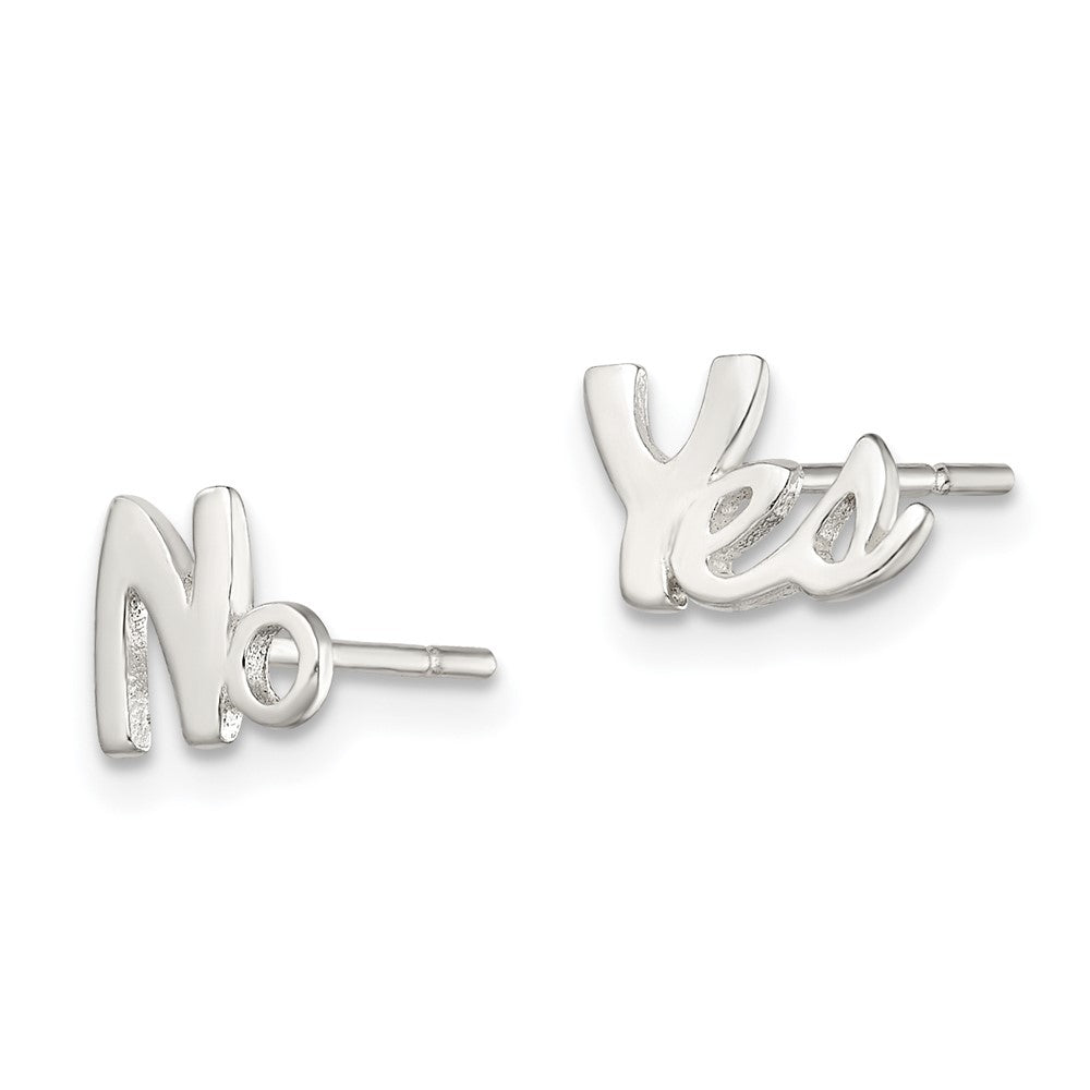 Sterling Silver Polished Left and Right YES NO Post Earrings