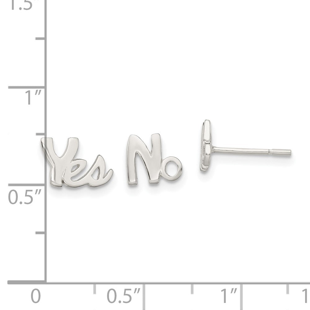 Sterling Silver Polished Left and Right YES NO Post Earrings
