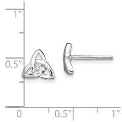 Rhodium-plated Sterling Silver CZ Trinity Post Earrings