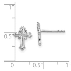 Rhodium-plated Sterling Silver Polished Fancy Cross Post Earrings