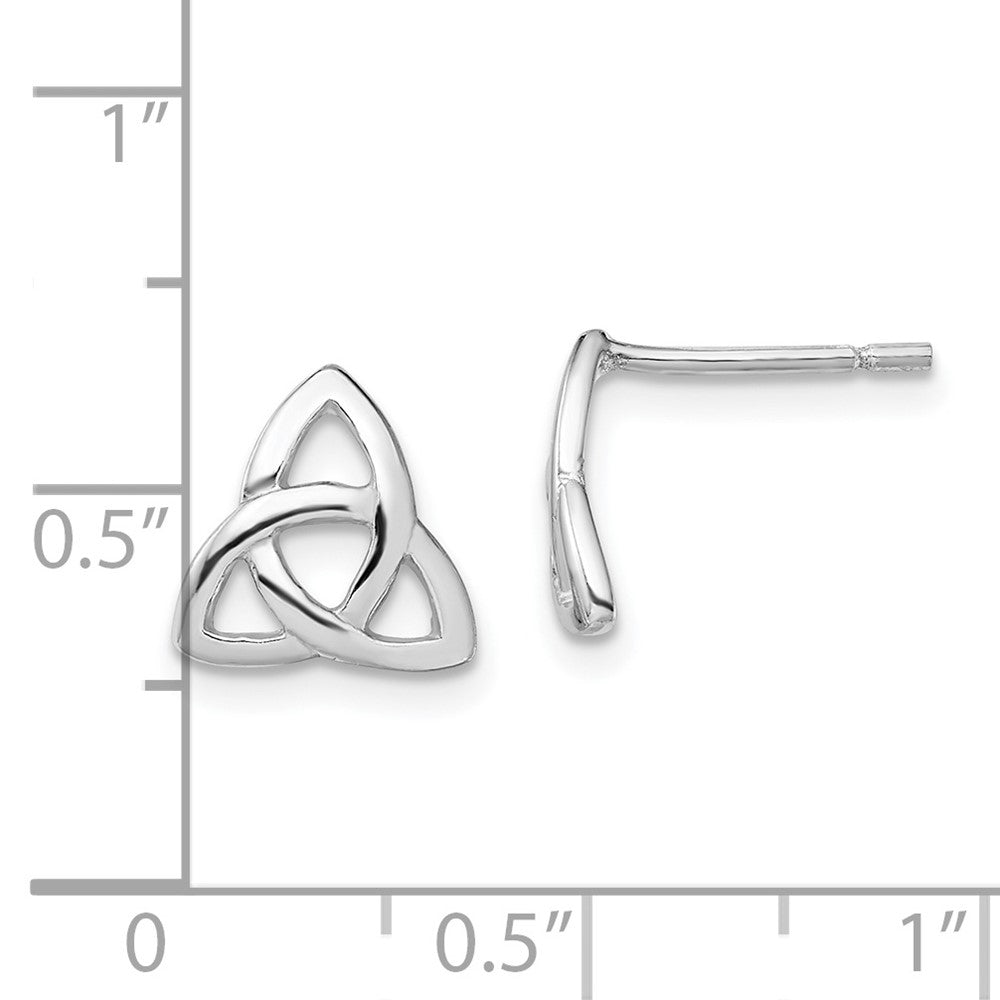 Rhodium-plated Sterling Silver Polished Celtic Knot Post Earrings