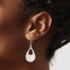 Sterling Silver Polished Laser Cut Teardrop Dangle Hook Earrings