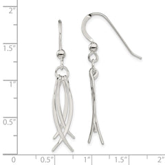 Sterling Silver Polished Curved Dangle Shepherd Hook Earrings