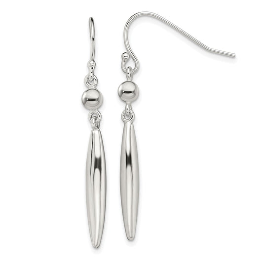 Sterling Silver Polished Dangle Shepherd Hook Earrings