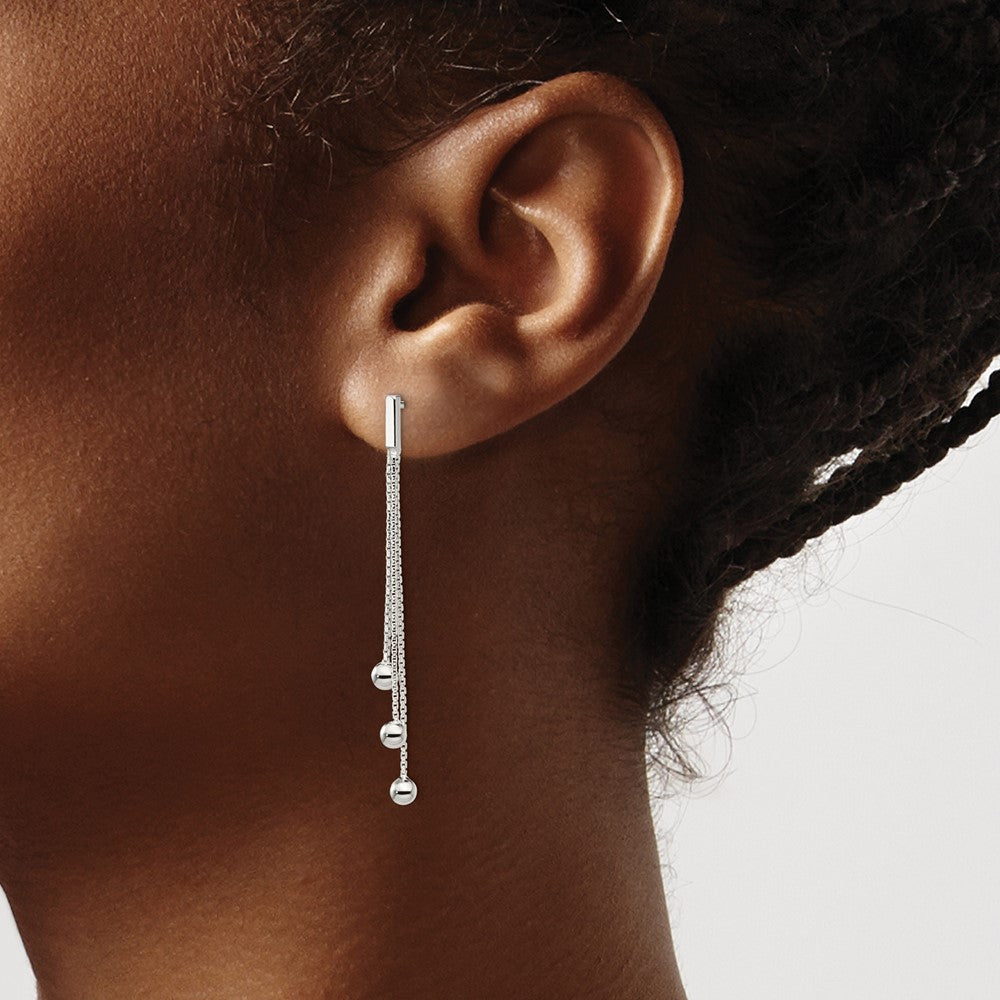 Sterling Silver Polished 3-Strand Ball Dangle Post Earrings