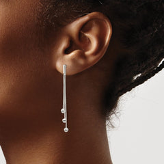 Sterling Silver Polished 3-Strand Ball Dangle Post Earrings