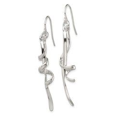 Sterling Silver Polished Spiral Dangle Shepherd Hook Earrings
