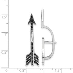 Rhodium-plated Sterling Silver CZ Arrow Hinged Post Earrings