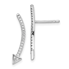 Rhodium-plated Sterling Silver CZ Arrow Ear Climber Post Earrings