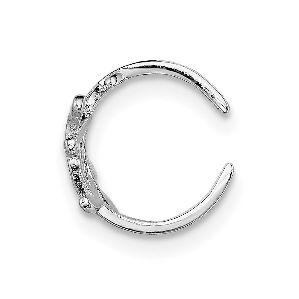 Rhodium-plated Sterling Silver Leaf Single Earrings Cuff