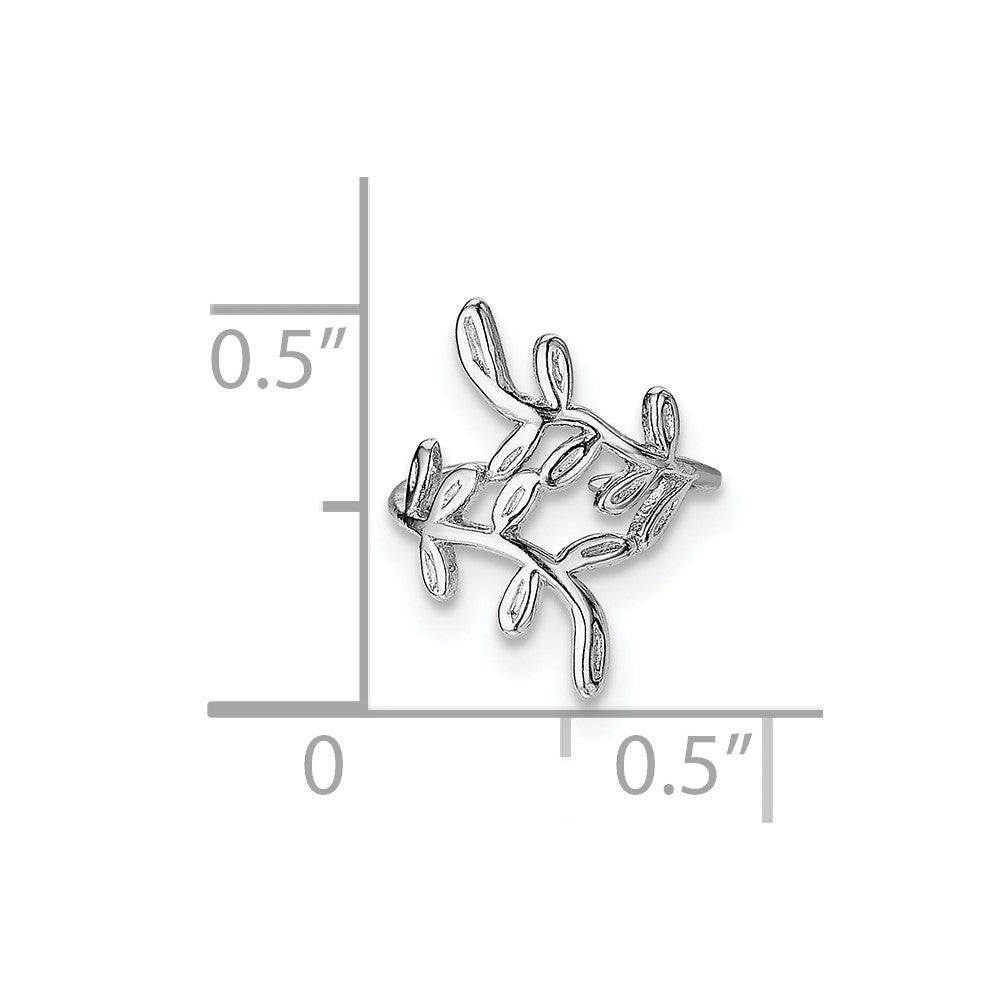 Rhodium-plated Sterling Silver Leaf Single Earrings Cuff