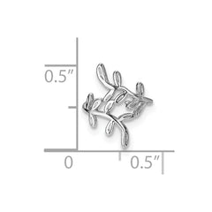 Rhodium-plated Sterling Silver Leaf Single Earrings Cuff