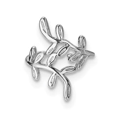 Rhodium-plated Sterling Silver Leaf Single Earrings Cuff