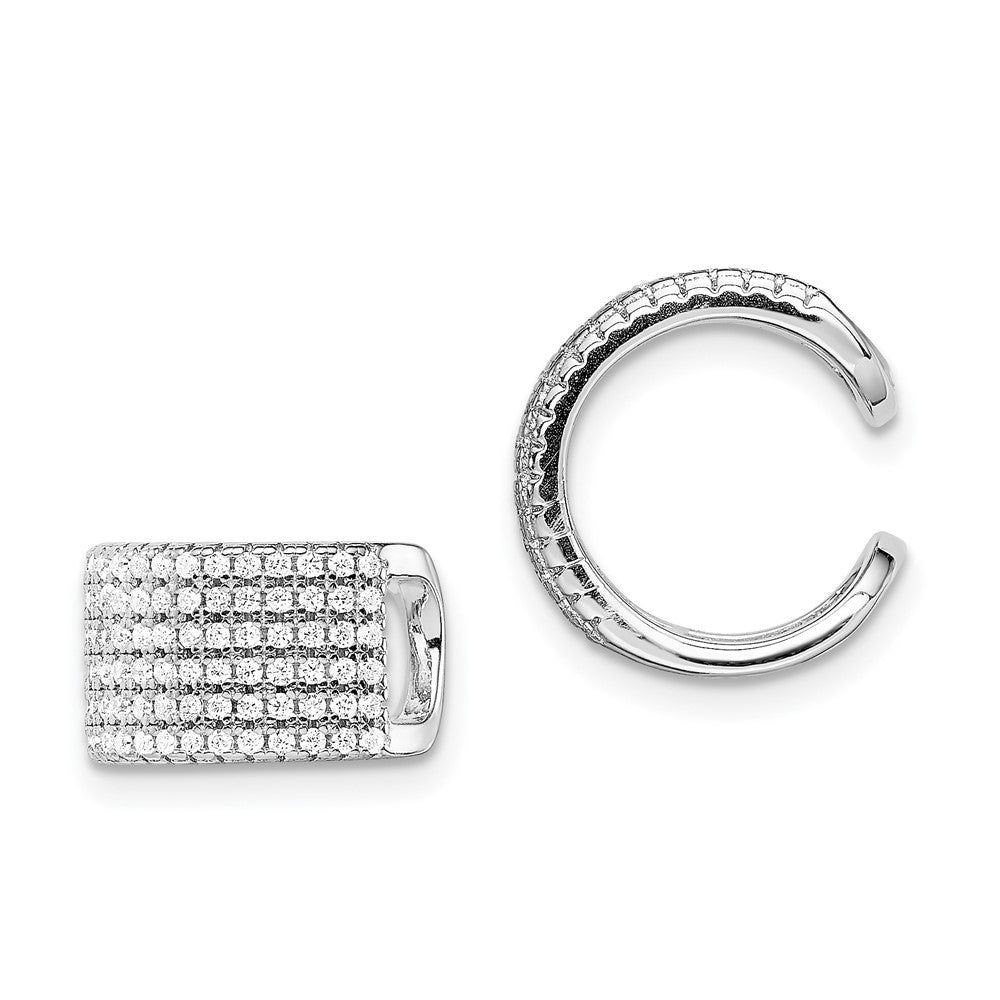 Rhodium-plated Sterling Silver Pave CZ Single Individual Ear Cuff