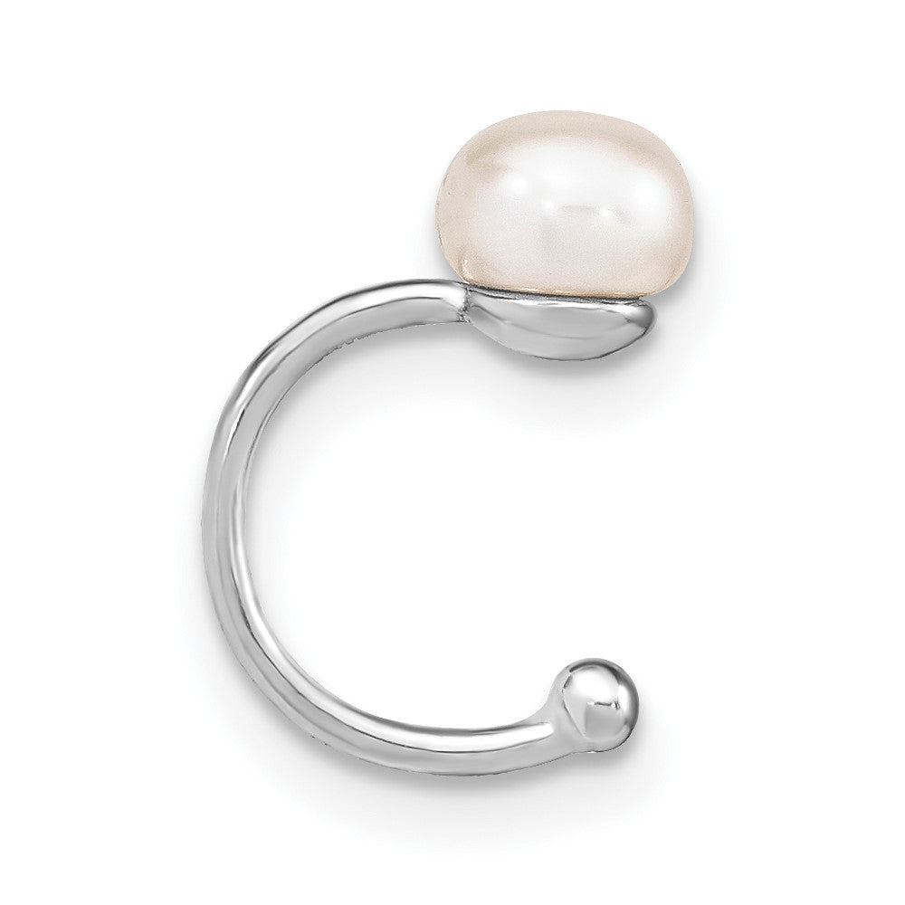 Rhodium-plated Sterling Silver FWC Pearl Cuff Earrings