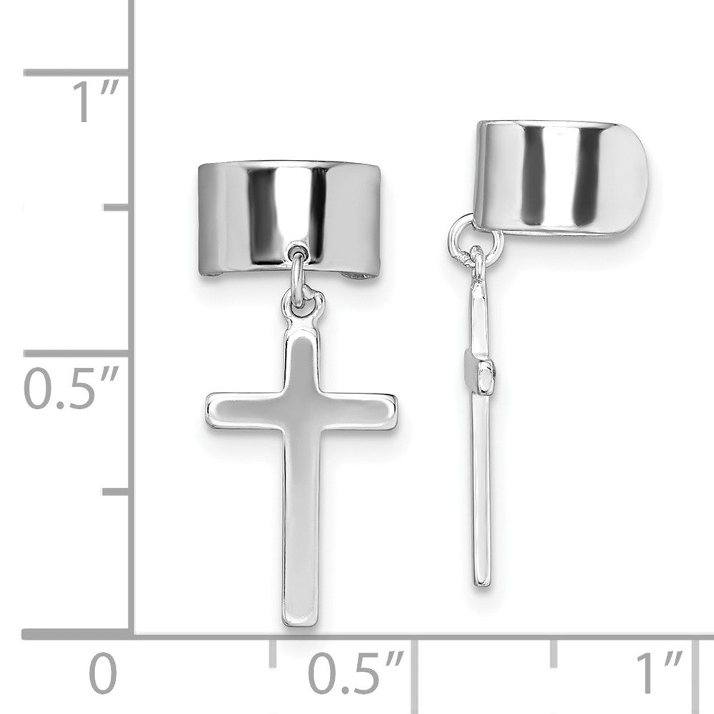 Rhodium-plated Sterling Silver Cuff Cross Earrings