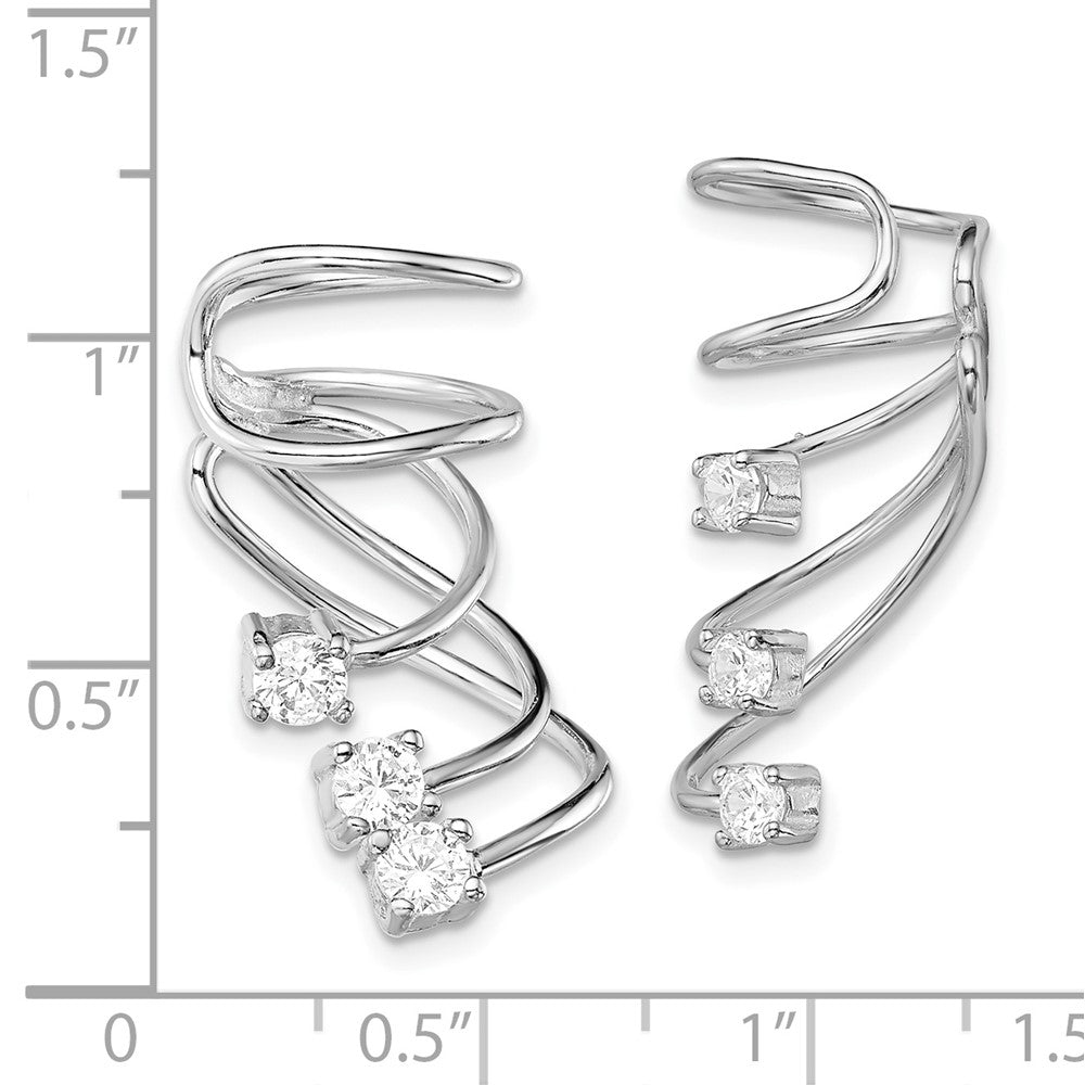 Rhodium-plated Sterling Silver CZ Cuff Earrings