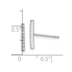Rhodium-plated Sterling Silver CZ Bar Post Earrings