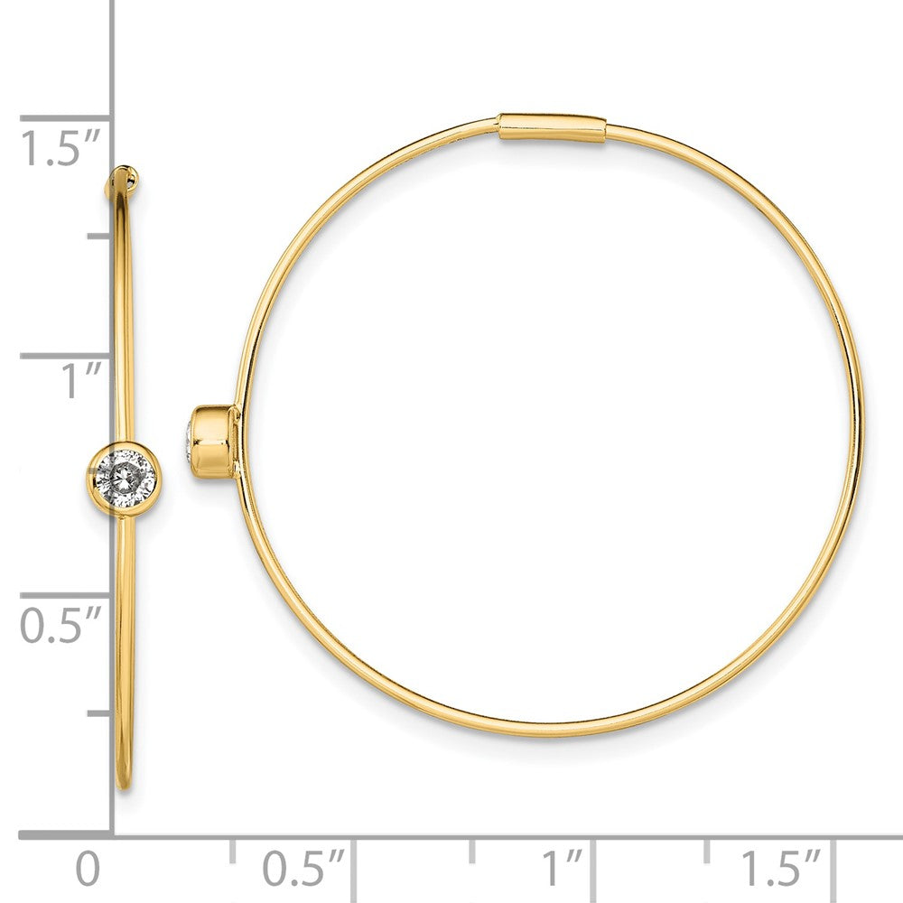 Sterling Silver Gold-tone CZ Endless Hoop Earrings