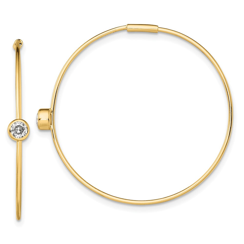 Sterling Silver Gold-tone CZ Endless Hoop Earrings