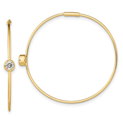 Sterling Silver Gold-tone CZ Endless Hoop Earrings